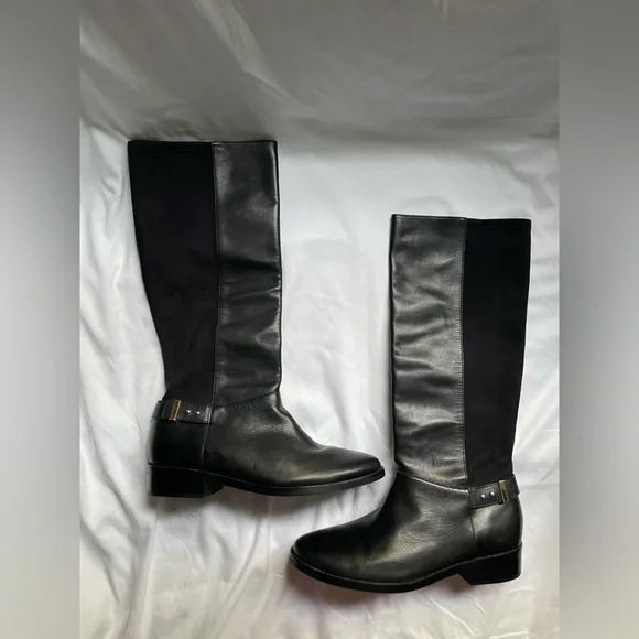 NWOT Cole Haan Black Leather Riding Boots - Picture 2 of 7